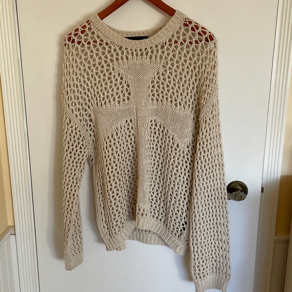 Size M Racer Worldwide Beige Cross Net Sweater